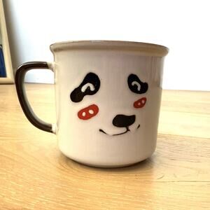 I Love It Coffee Mug Panda Bear Face Anthropomorphic 2 Sided White Black Rare